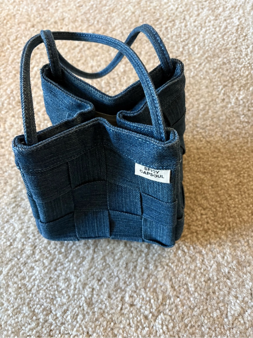 Woven Denim Mini Bag - Blue